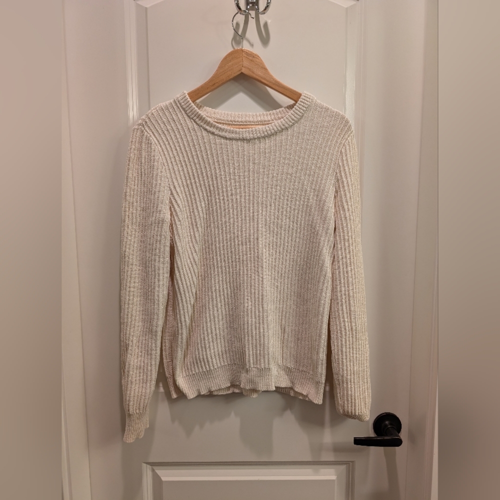 Frank & Oak Cream Ribbed Women's Sweater
